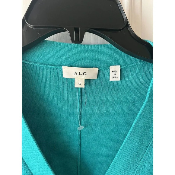 A.L.C. Nate Button Front Sweater Dress Heavyweight Jade Teal Size Xs Women’s - Picture 5 of 9